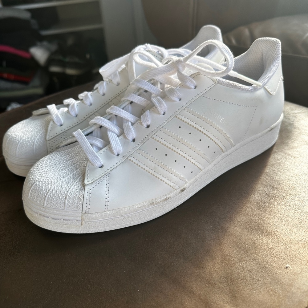 adidas White Shell Toe Low-Top Sneakers